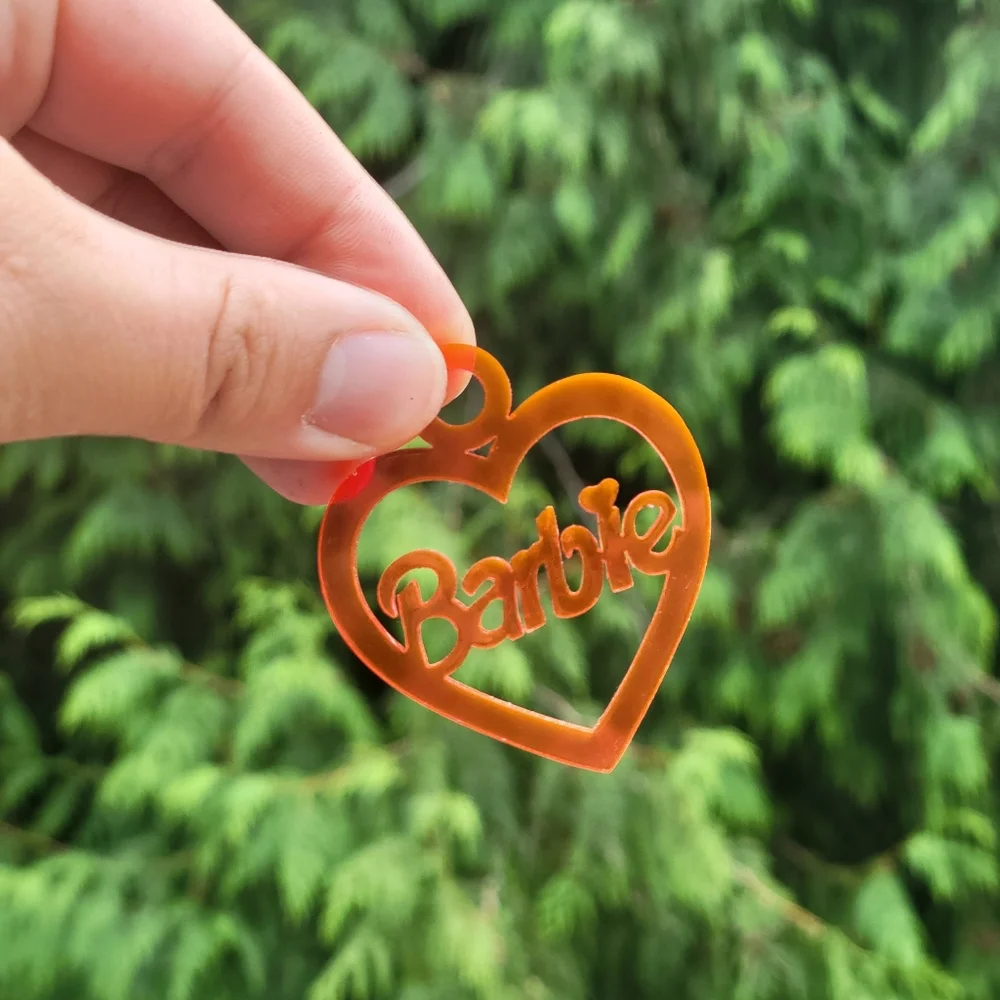 Florescent Translucent Pink Barbie Earrings - Picture 2 of 4